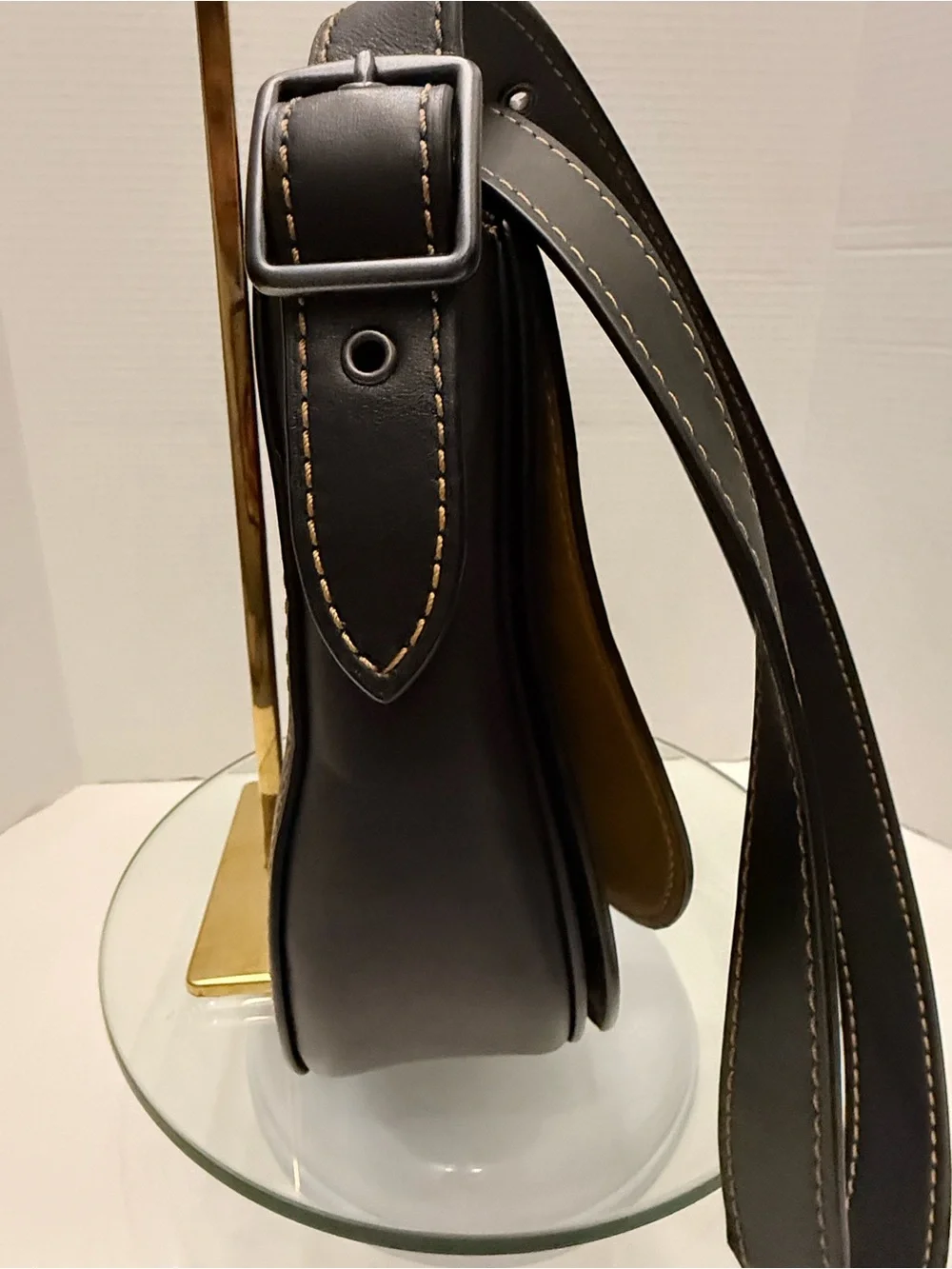 Coach Black Leather Saddle Crossbody with Contrast Stitching